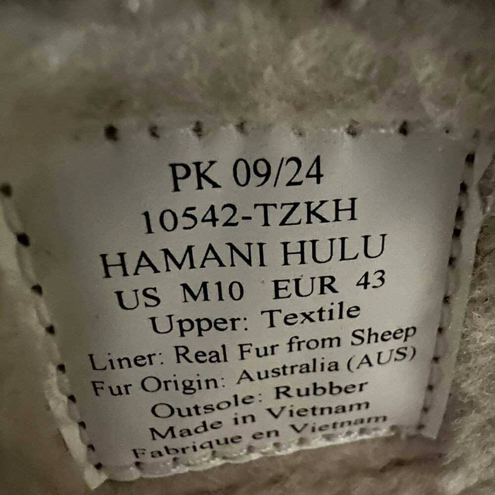 Olukai Hamani Hulu Men's 10 Real Sheep Fur Wool Mule Slippers Green Warm Slip-On - Picture 7 of 7